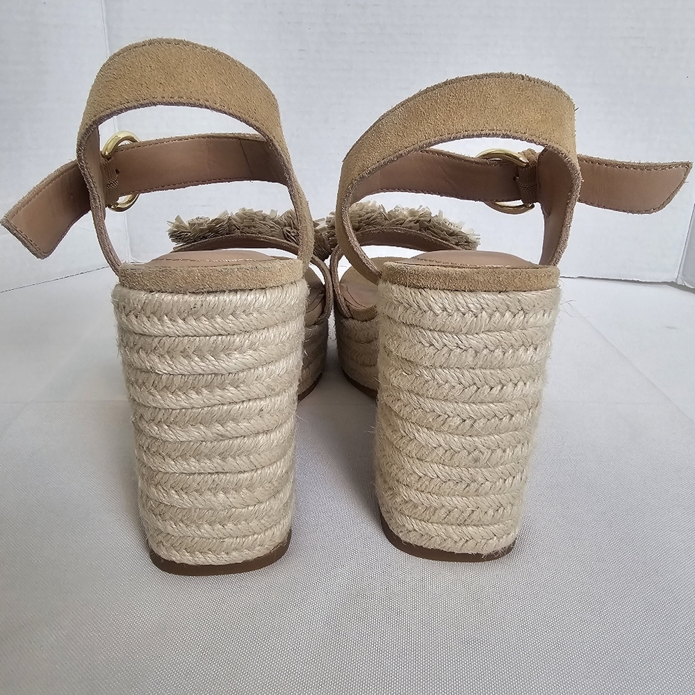 NYDJ Cream Espadrille Platform Sandals  with Floral Accents  Size 7 EUC $29. - Picture 4 of 11
